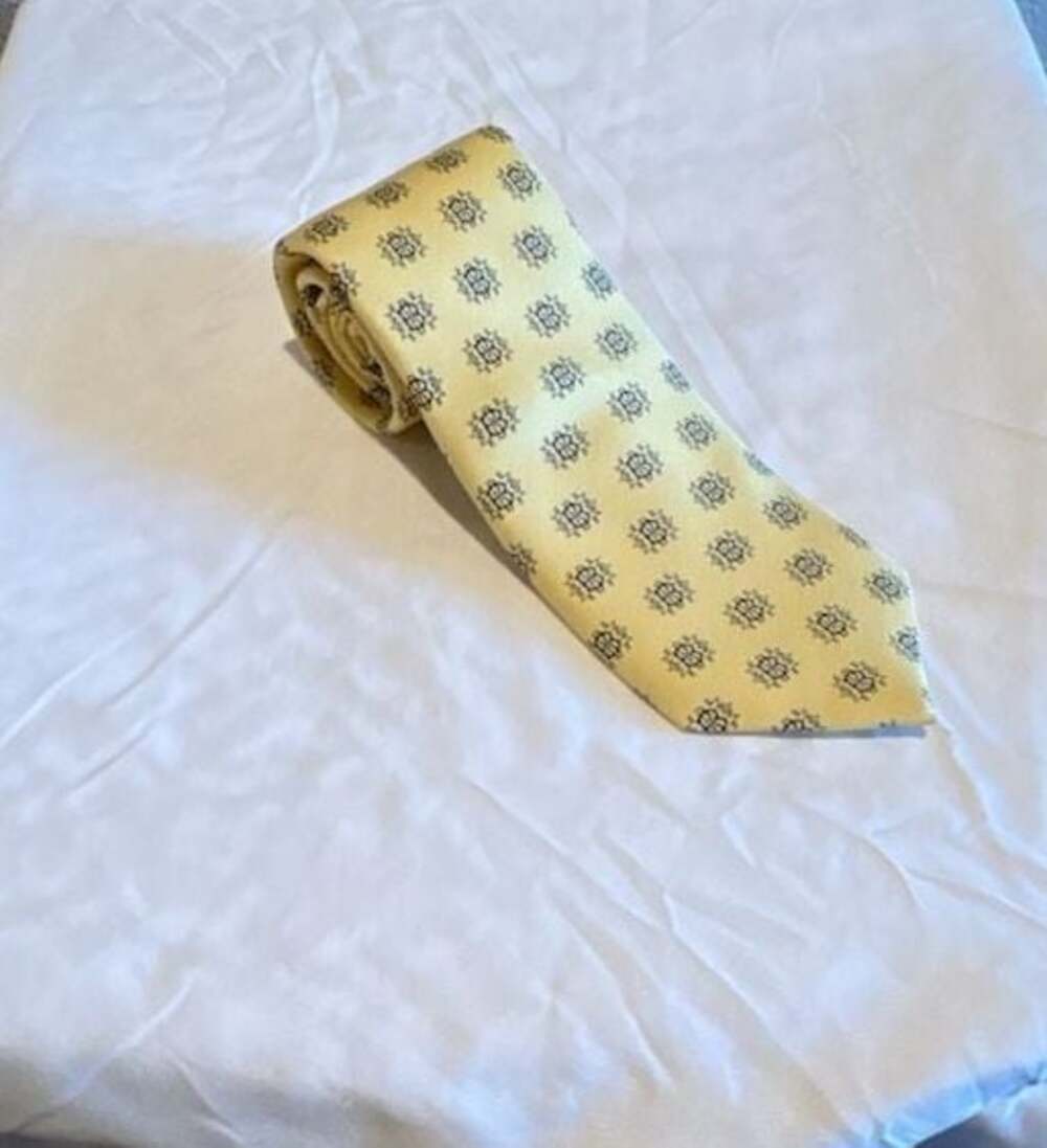Vineyard Vines Yellow Custom Collection Silk Tie with Monogram Motif